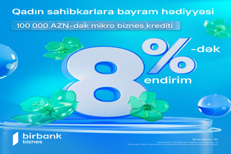 "Birbank Biznes"dən qadın sahibkarlara özəl 8 Mart hədiyyəsi