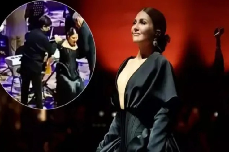 Sibel Can səhnədə yıxıldı,  zorla qaldırdılar -VİDEO 
