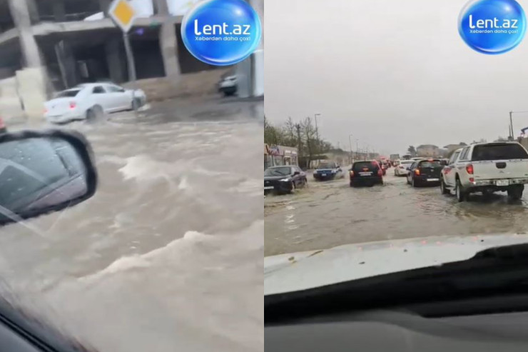 Binə və Zabratın yollarını su basdı - VİDEO 