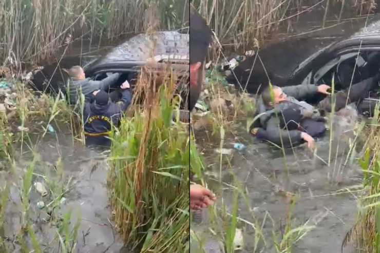 Bakıda bataqlığa düşən sürücü belə xilas edildi - VİDEO 