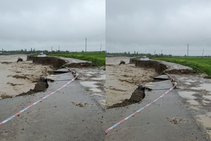 Ağsuda sel yolu dağıtdı 