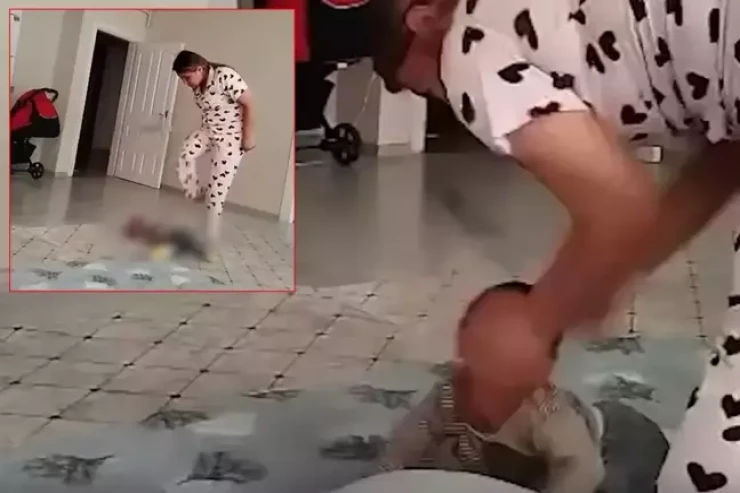 Baxıcı əvvəl körpəni döydü,  sonra boğmağa çalışdı - HƏSSAS GÖRÜNTÜLƏR 