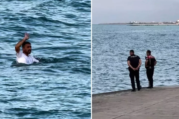 Polisdən qaçmaq üçün dənizə tullandı,  görün sonra nə oldu