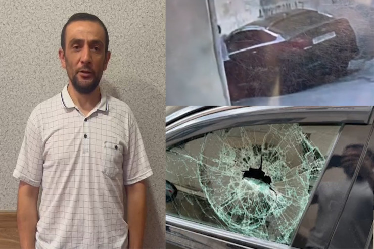 Bakıda maşının şüşəsini sındıran   HƏBS OLUNDU - VİDEO 