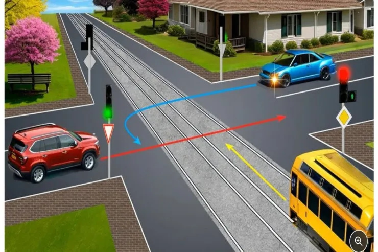 Yol hərəkəti qaydaları TESTİ:  nəqliyyat vasitələri kəsişməni hansı ardıcıllıqla  keçməlidir
