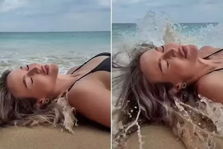 Modelin sahil çəkilişi fəlakətə çevrildi - VİDEO 