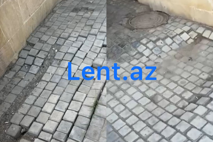 Bakıda binanın həyəti ÇÖKÜR:  sakinlər kanalizasiyaya  düşə bilər - VİDEO 