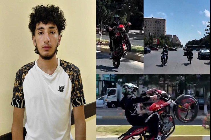 Motosikleti "tək təkər" sürən sürücü HƏBS EDİLDİ -VİDEO 