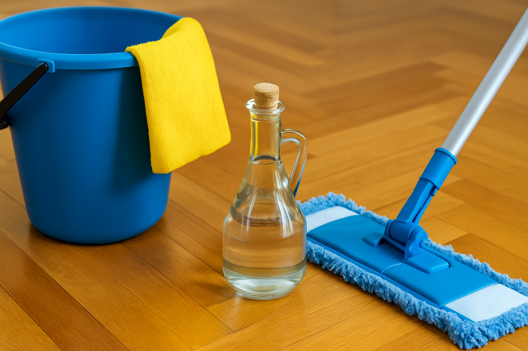 Suya 1 qaşıq  əlavə edin - Parket və kafelər par-par parıldasın 