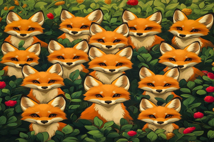 5 saniyədə tülkülər arasında xoruz tapın:  cavabı yalnız dahilər verə bilər