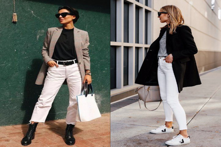 Ağ cins şalvarları necə geyinmək  olar: beş dəbli ideya 