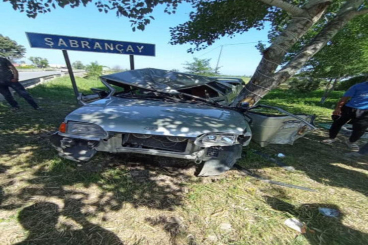 Şabranda maşın ağaca çırpıldı, iki qardaş öldü 