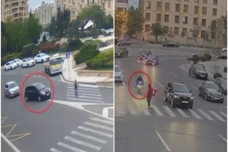 Bakıda Moped və "Prius"  piyadaları belə vurdu - VİDEO 