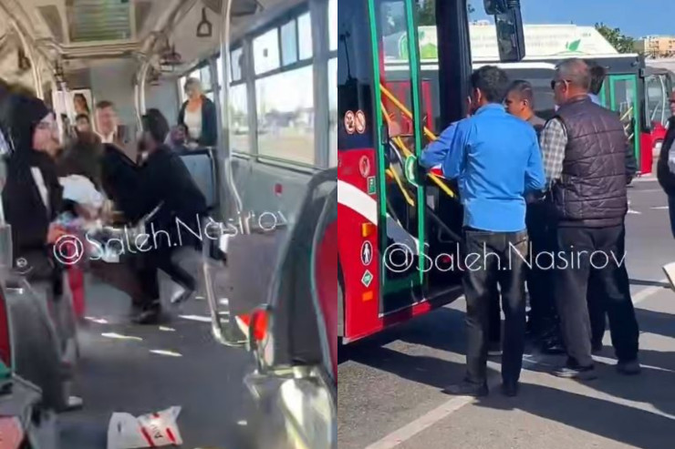 Avtobusda İNSİDENT:  qızını oğlanla tutan ata dava saldı - VİDEO  - YENİLƏNİB 
