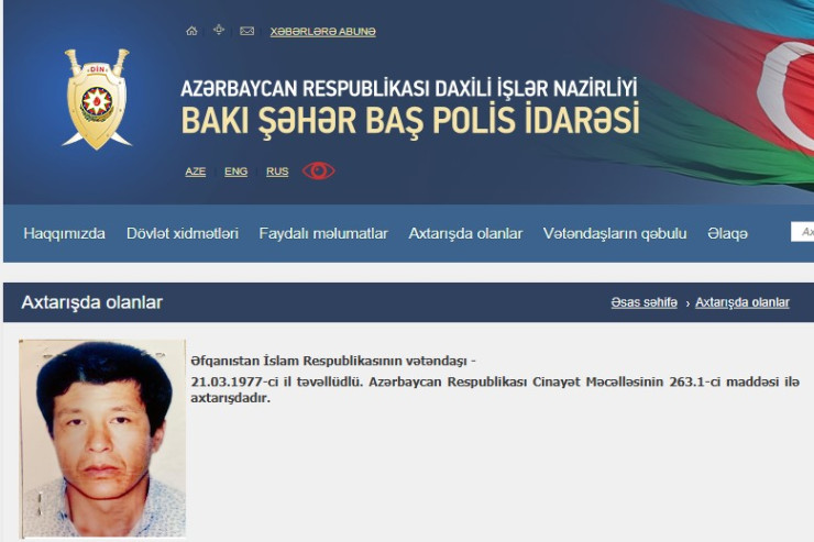 Bakı polisi Əfqanıstan vətəndaşını  axtarır