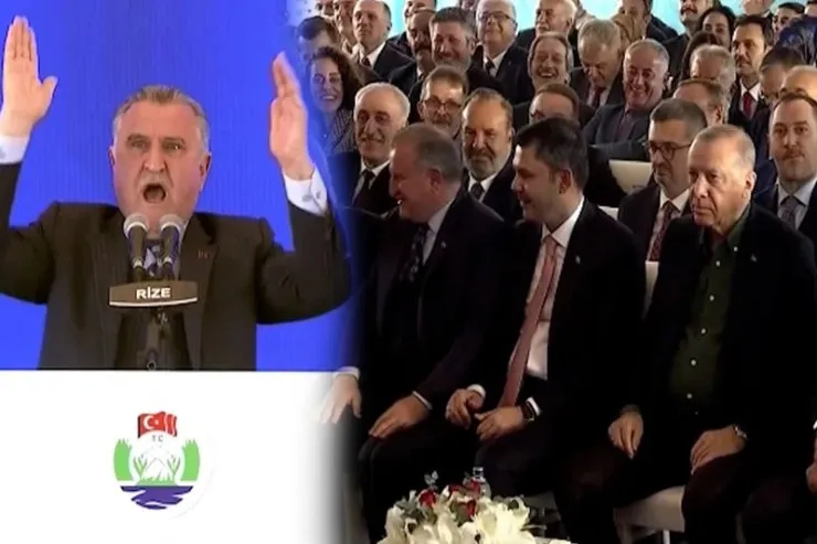 Ərdoğan  onu tərifə boğan nazirə tərs-tərs baxdı,  həmkarları güldü