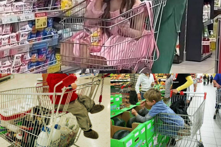 Market arabalarına minib, video çəkənlər  - Özbaşınalıq ayaq açıb yeriyir, gigiyena pozulur