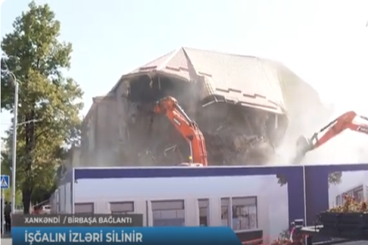 Xankəndidə separatçıların “SİMVOL”U  olan tikili BELƏ SÖKÜLDÜ -VİDEO 