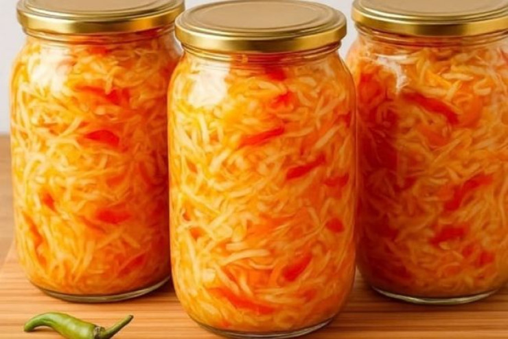 Qış üçün ən sürətli kələm salatı resepti 