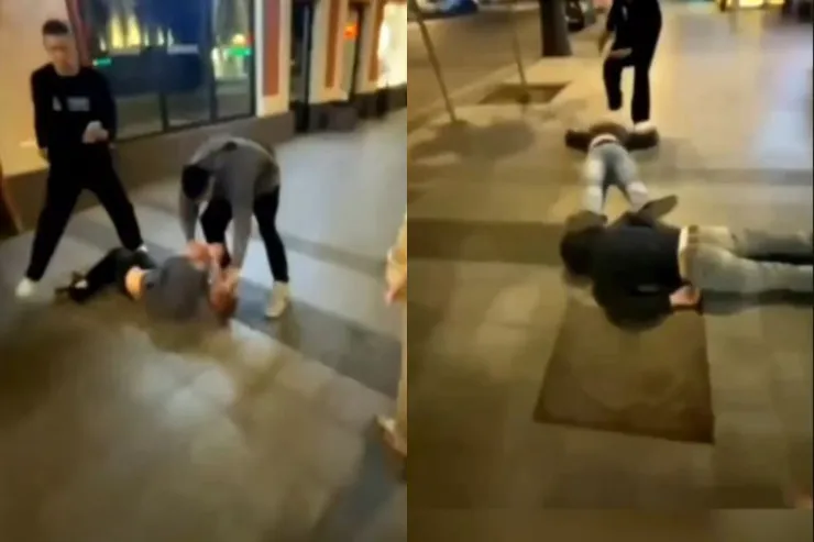 Metroda 3 nəfəri döyüb nokauta   saldılar - VİDEO 