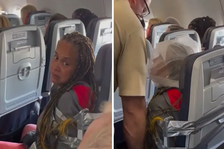 Sərnişin təyyarədə üsyan etdi:  onu oturacağa  bağladılar -  VİDEO 