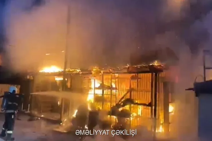 Göyçayda marketdə   YANĞIN - VİDEO 