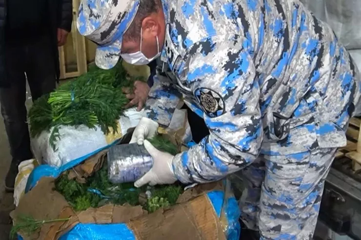 İrandan Rusiyaya göyərti aparan  TIR-dan görün nələr çıxdı? - VİDEO 