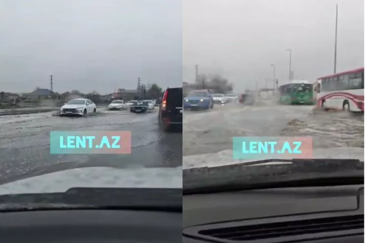 Zabrat yolunu su basdı - VİDEO 